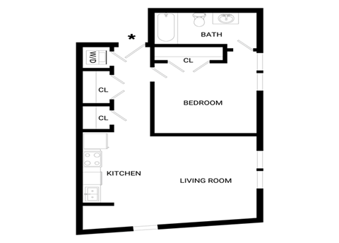 Gaze Floor Plan | 651 Sq. Ft. at Mayton Transfer Lofts, Petersburg Virginia